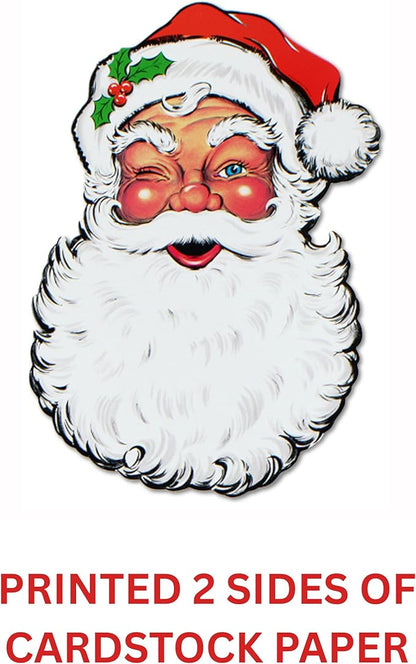 Beistle Vintage Santa Face Cutout – Double Sided Classic Christmas Wall Decoration Retro Holiday Display Jolly Santa Claus Décor, Winter X-Mas Display, 26”