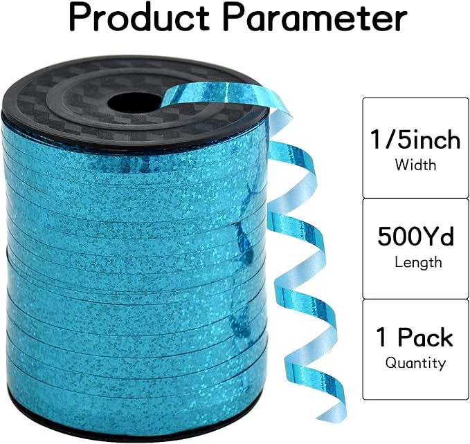 BEISHIDA 500 Yards Curling Ribbon for Balloon String Light Blue Teal Crimped Shiny Metallic Roll Gift Wrapping Ribbon for Party Festival Art Craft Decor Florist Flowers Decoration