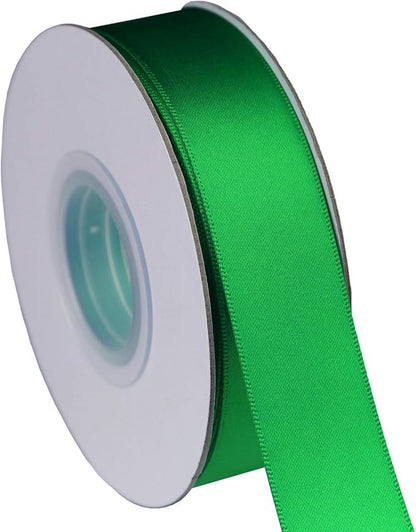 ITIsparkle 1" Inch Double Faced Satin Ribbon 50 Yards-Roll Set for Gift Wrapping Scrap Books Party Favor Hair Braids Baby Shower Decoration Floral Arrangement Craft Supplies, Emerald Ribbon