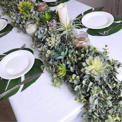 Winlyn 5.9' Long Faux Silver Dollar Eucalyptus Leaves Greenery Artificial Garland in Grey Green for Wedding Arch Swag Backdrop Doorways Table Runner Indoor Outdoor