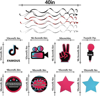 LINGTEER Tic Tok Music Party Decoration Kit - 30 Pcs Foil Ceiling Hanging Swirls Streamers Perfect for Music Happy Birthday Party Gift Decorations Sign.