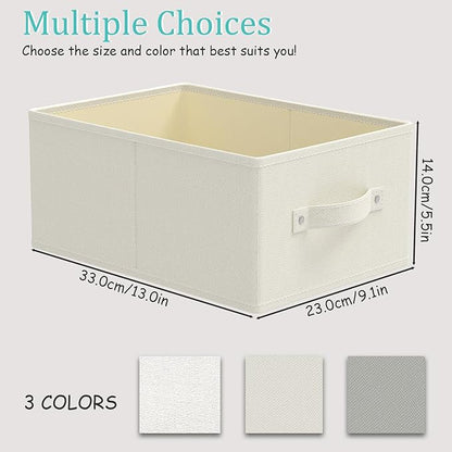 Storage Bins, 3 Pack Foldable Cloth Basket, Cube Organizer with 2 Handles, Suitable for bedrooms, living rooms, wardrobes, and workspaces, Beige, 13 x 9.1 x 5.5 In, XSNY11BES-3