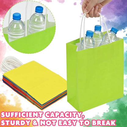 10 Pcs Paper Gift Bags with Handles, 8" Rainbow Color Goodie Bags for Party, Christmas, Favor, Birthday, Wedding, Events, Classrooms, Celebrations