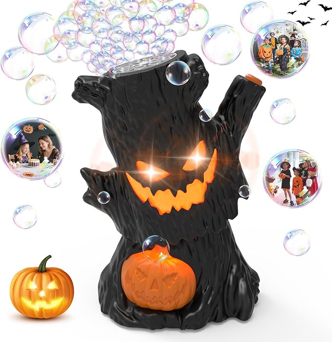 Rechargeable Bubble Machine - Automatic Bubble Blower Haunted Stump - Outdoor Play, Wedding, Birthday Party, Gifts Toys for Boys, Girls, Kids, Toddlers