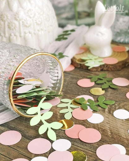 Letjolt Baby Shower Confetti Greenery Table Decorations Golden Pink Eucalyptus Glitter Green Scatter Birthday Party Boho Theme Bridal Shower Wedding Nursery Decor Supplies 210 Pcs