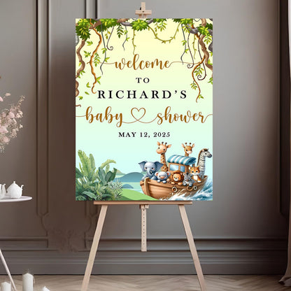 Editable Welcome Baby Shower Sign, Wildflower Baby Shower Decorations, Baby Shower Signs, Safari Animals Baby Shower Decoration, Baby Shower Sign Stand, Baby Shower Zoo Animal Welcome Sign
