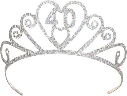 Glittered 40 Tiara Party Accessory (1 count) (1/Pkg)