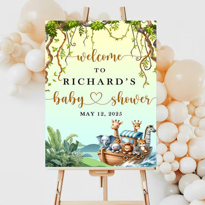 Editable Welcome Baby Shower Sign, Wildflower Baby Shower Decorations, Baby Shower Signs, Safari Animals Baby Shower Decoration, Baby Shower Sign Stand, Baby Shower Zoo Animal Welcome Sign