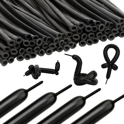 Black Balloons 100 Pcs - 260 Long Balloons for Tying Arch, Twisting & Decorating Birthdays, Halloween, Weddings & More