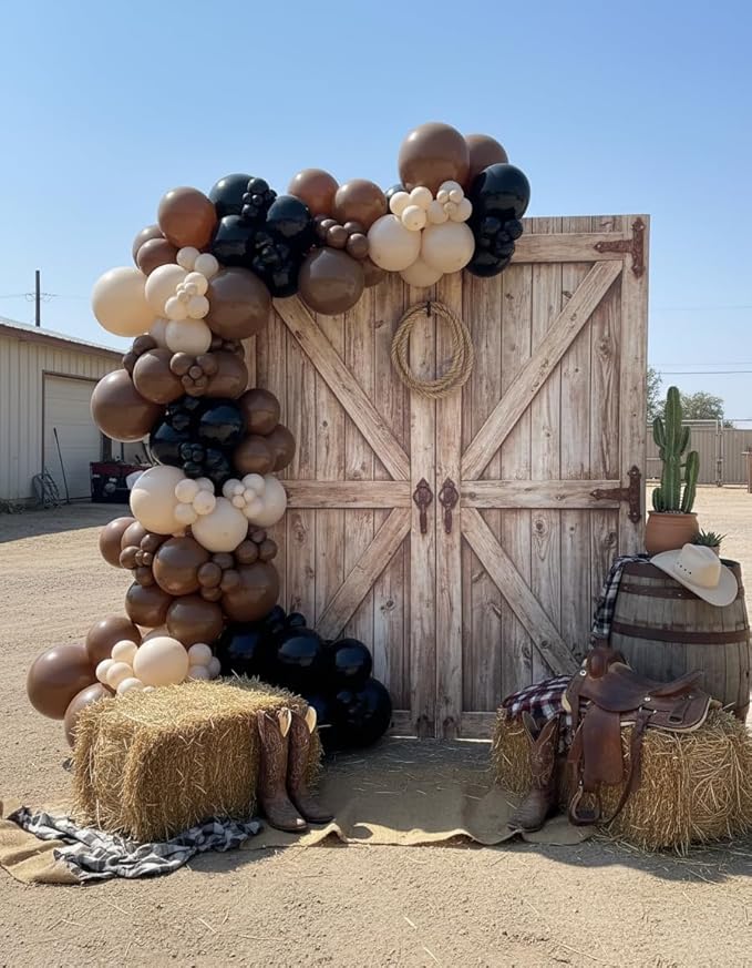 Black Brown Nude Balloon Garland Arch Kit 201Pcs Different Size Brown Balloon Garland for Rodeo Wild West Country Birthday Baby Shower Farm Fiesta Gender Reveal Party Western Theme Party Decor