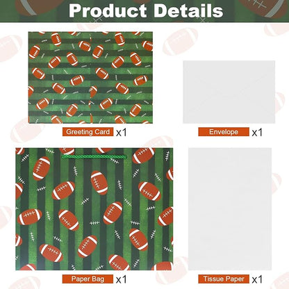 Oletx 13“ Football Party Favor Gift Bags,Football Gift Wrapping Bags with Tissue Paper, Sports Party Birthday Goodie Gifts Treat Bags