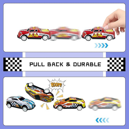 MEMOVAN Race Car Birthday Cake Decoration 24PCS Racing Car Cake Toppers Checkered Flag Cars Cake Cupcake Decorations for Man Boy Kid Racing Cars Theme Birthday Supplies Party Favors