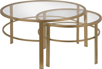 Henn&Hart Round Nested Coffee Table in Brass, Coffee Table coffee tables