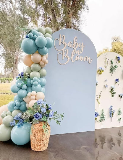 Dusty Blue Sage Green Balloon Arch Kit - Sage Green and White Balloons Dusty Blue Latex Balloon Sand WhiteParty Balloons for Baby Shower Birthday Wedding Jungle Safari Party Decorations, 143Pcs