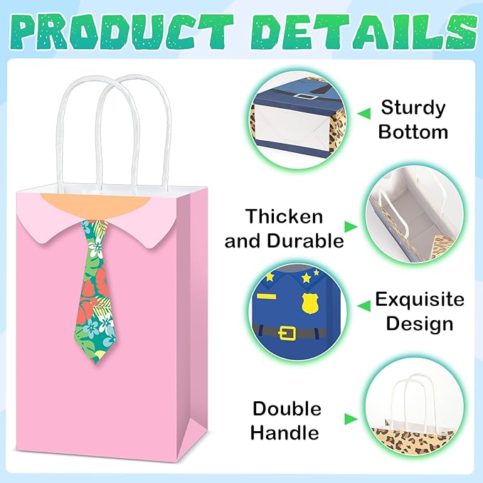 12Pcs Cartoon Animal Party Favor Bags City Animal Birthday Decoration Cute Animals Paper Gift Bags with Handles Cartoon Goodie Candy Treat Bag for Kids Jungle Safari Birthday Movie Fans Party Supplies