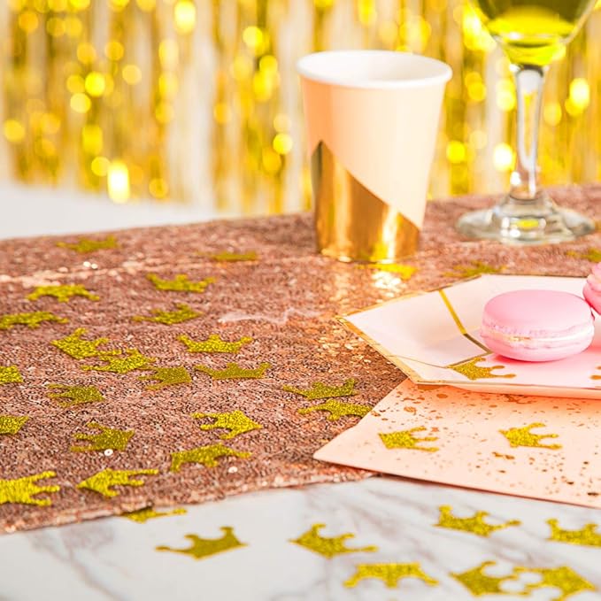 MOWO Gold Crown Confetti Table Decor and Party Wedding Event Decor, Gold Glitter, 200 Count