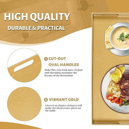 MAONAME Gold Decorative Tray for Coffee Table, Modern Serving Tray