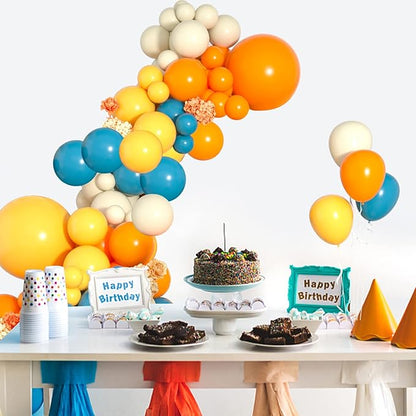 Yellow Orange and Blue Balloon Arch Kit, Blue Yellow Balloon Arch Garland Kit With Lemon Yellow, Orange and Teal Balloons Arch for Birthday Wedding Baby Shower Party