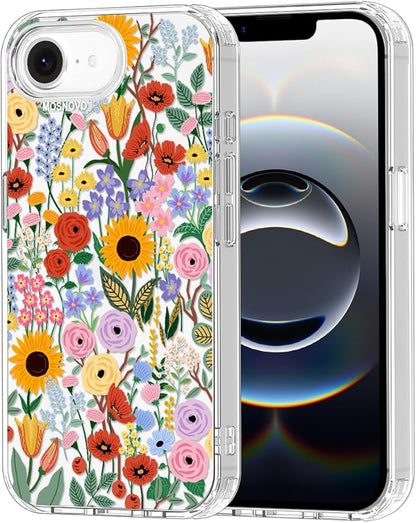 MOSNOVO for iPhone 17e Case/iPhone 16e Case, Shockproof Military-Grade Protection 6.6ft Drop Tested, Clear Phone Case for iPhone 16e / iPhone 17e, Blossom & Bloom Design