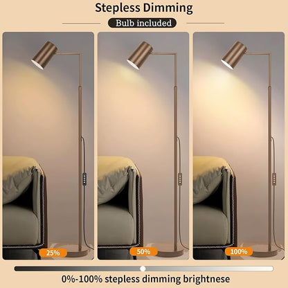 Ldeco Arc Floor Lamp for Living Room with Timer, Stepless Dimmable,Height Adjustable Modern Reading Standing Lamps for Living Room,Reading Room,Office,LED Bulb Included (Brown-DM)