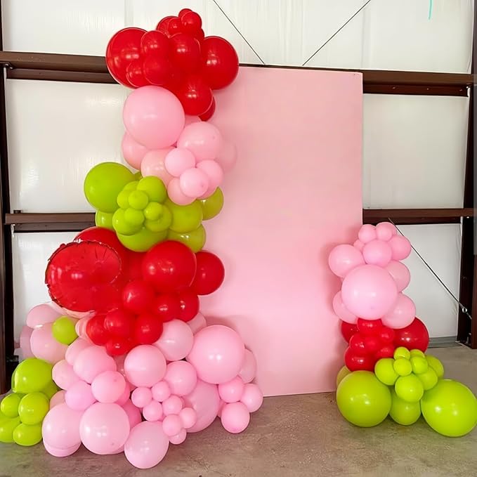Christmas Balloon Garland Arch Kit, 105Pcs Red Green Pink Latex Balloons with Candy Cane Lollipop Mylar Foil Balloons for Girls Women Xmas Holiday Birthday Christmas New Year Party Decorations