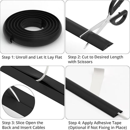 ZhiYo 3.6ft Cord Covers for Wires on Floor, Cord Hider Floor Hide Extension Cords, Soft PVC Cable Cover Cable Protector, Wire Cavity W0.62in H0.31in, Yellow Oak Wood