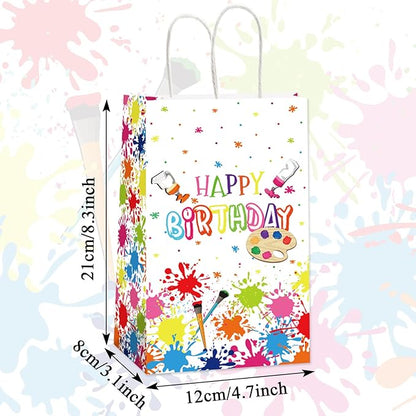 gisgfim 12 Pieces Premium Paint Art Party Favor Bags Art Themed Birthday Goodie Treat Paper Bags Painting Party Supplies Decorations for Baby Shower Birthday Gifts