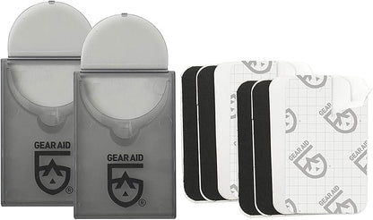 GEAR AID Tenacious Tape Mini Patches with Peel-and-Stick Adhesive to Fix Holes and Tears in Winter Gear, Down Puffer Jackets, Sleeping Bags, Tents, and Rain Gear, Black and Clear, 2 Pack