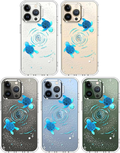 MOSNOVO Case for iPhone 13 Pro, [Buffertech 6.6ft Military-Grade Drop Protection] [Anti Peel Off Tech] Clear TPU Bumper Phone Case Cover Design - Space Turtle