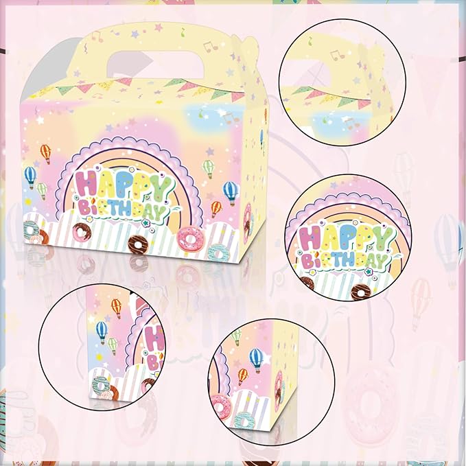 HKAHDID 12Pcs Cute Cartoon Cat Happy Party Decorations, Cartoon House Birthday Party Favor Gift Boxes for Girls Party Theme Supplies