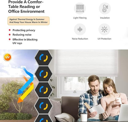 LazBlinds Cordless Cellular Shades, Light Filtering Honeycomb Shades for Home, Thermal Insulation Noise Reduction Blinds for Windows, 27'' W x 64'' H, Dark Grey