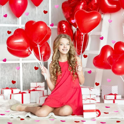 Whaline 300Pcs Heart Confetti Valentine's Day Table Decoration Gliiter Pink Red Heart Shaped Metallic Foil Scatter Table Centerpiece for Wedding Anniversary Party Decoration