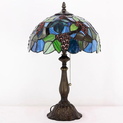Tiffany Table Lamp Stained Glass Lamp 12X12X19 Inch Antique Reading Light (Amber Grape)