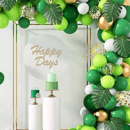 Green Balloons, 50pcs Dark Green and White Balloons, 12In Light Green Latex Balloon for St. Patrick's Day Jungle Forest Themed Birthday Decorations