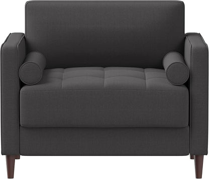 Studio Living® Lexington 39.4" Arm Chair, Mid-Century Modern, Pocket Coil Comfort, Easy Assembly, Woven Fabric, Heather Grey