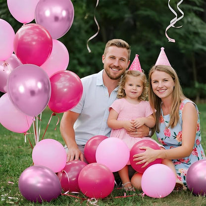 100Pcs Pink Balloons 12Inch Hot Pink Metallic Pink Balloon Light Pink Balloon for Birthday Wedding Baby Shower Princess Party Decorations