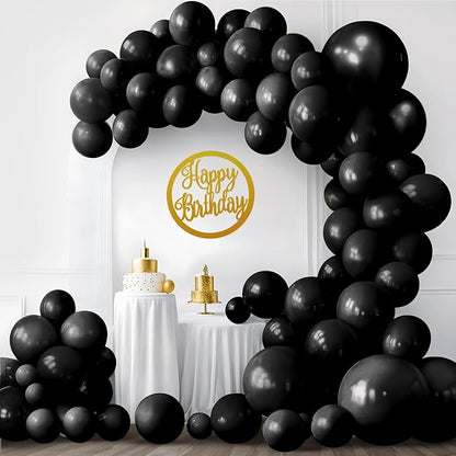 Katchon, Black Balloon Arch Kit - 120 Pcs, | Party Balloons Different Sizes 18, 12, 10, 5 Inches | Metallic Balloons for Black Party Decorations, Anniversary, Bachelorette, New Years Decorations 2026