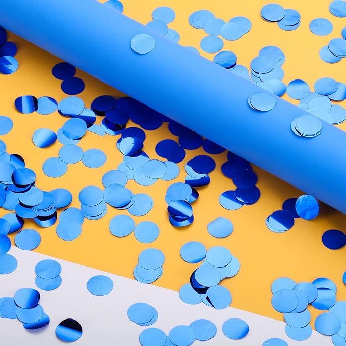 TecUnite Sapphire Blue Foil Confetti Round Tissue Paper Table Confetti Dots for Wedding Birthday Party Decoration Arts Craft DIY Scrapbooking, 1.76 oz (1.5 cm)