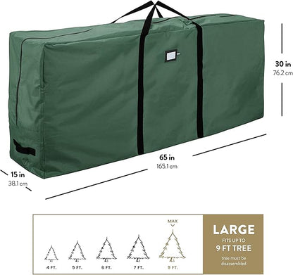 ZOBER 600D Oxford Fabric Large Christmas Tree Storage Bag - Fits 9 Ft Artificial Trees - Tear Proof Waterproof Christmas Tree Bag For Storage Box For Xmas - Strong, Durable Handles - Card Slot - Green