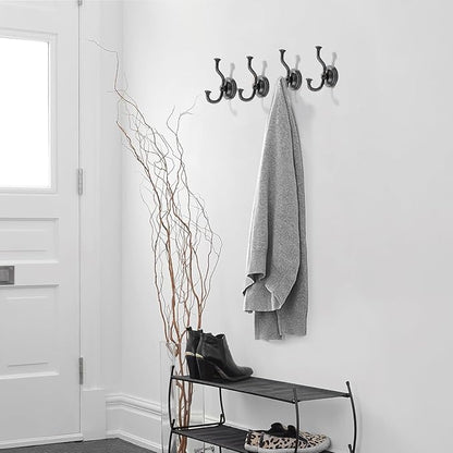 khtumeware 1 Pack 4-1/2 inch Zinc Alloy Oil Rubbed Bronze Large Coat Hooks Suitable for Tile, Wood Board, Glass Walls, Bathroom, Entrance Hall, Kitchen, Multi-Functional Venetian Robe Hooks
