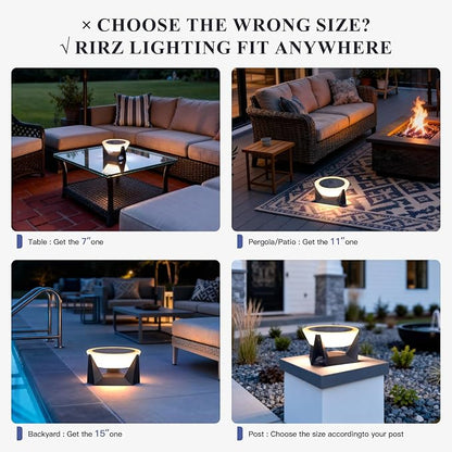 7.09" Solar Lanterns Outdoor Waterproof, 3000K Modern Unique Floor Lamp, Remote Control Outdoor Patio Floor Lamp, IP54 Waterproof Patio Lantern, Smart Solar Powered Porch Lantern for Patio Garden