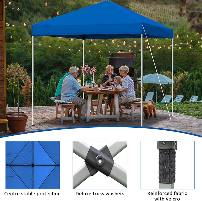 6x6 Pop Up Canopy Tent, Easy Setup Canopy for Outdoor Shades (Blue) ﻿