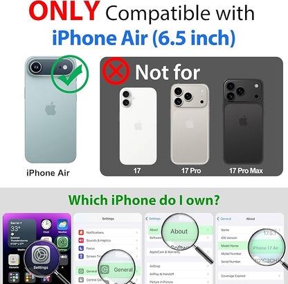 SPORTLINK for iPhone Air Case, IP68 Waterproof Military Protective Full Body Heavy Duty Shockproof 360 Sealed Dustproof with Camera Screen Protector Phone Cover for iPhone Air 6.5" M/Black