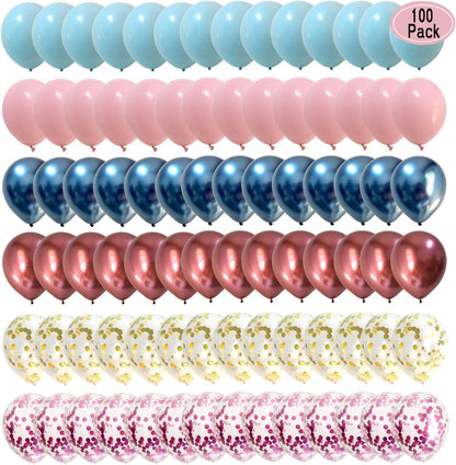 Metallic Chrome Balloons Pink Blue - Confetti Balloons for Wedding Birthday Gender Reveal Baby Shower Party Decorations 100packs
