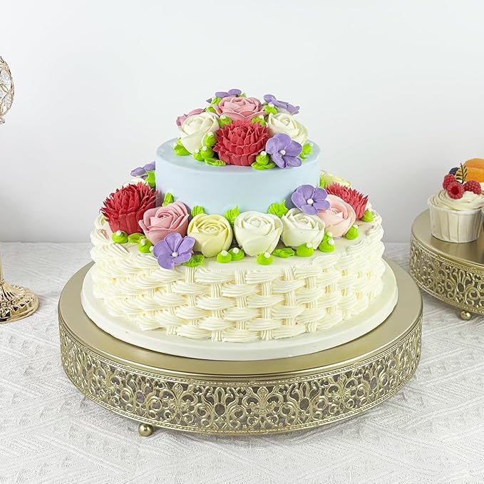 Cake Stand, Metal Round Cupcake Dessert Stand Cake Display Holder for Wedding Party Birthday Baby Showers Anniversary (14‘’ Gold)