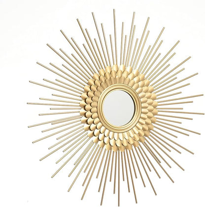 Gold Sunburst Wall Mirror, Boho Home Decorative Mirror Mordern Round Mirror for Living Room/Bedroom/Bathroom/Entryway, 35 Inch