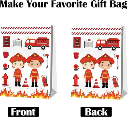 24pcs Firetruck Goodie Bags Fire Truck Birthday Party Supplies Firefighter Party Supplies Firetruck Birthday Decorations
