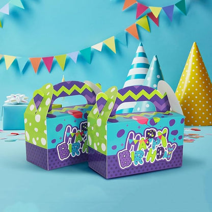 snaxuda 24 Pack Monster Paper Gift Bags Cartoon Gable Gift Boxes Party Favor Boxes Candy Treat Goodies Favor Tote Bags for Birthday Party,Weddings,Baby Shower