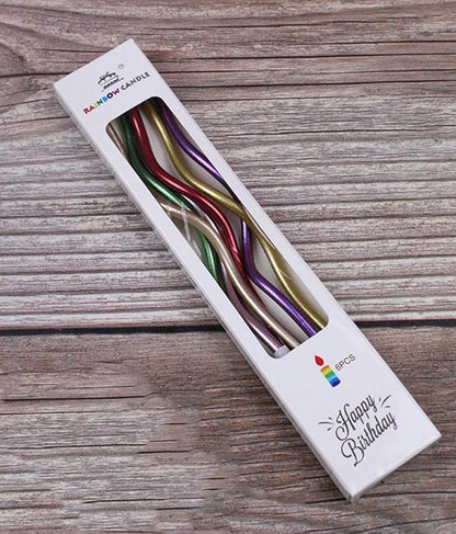 Twisty Birthday Candles Set,Metallic Colorful Curly Coil Candles,Creative Fun Long Thin Wedding Birthday Candles Set,Party Supplies,Cake Decoration,6 Pack (Mix)