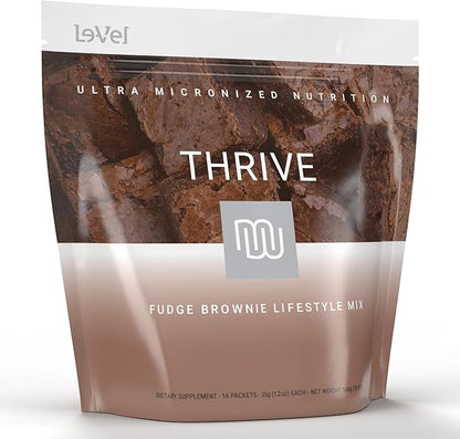 Thrive Protein Shake | 16 Packets (35g Each) | Gluten-Free, Pea Protein, Probiotics, Fiber & Digestive Enzymes | Supports Lean Muscle (16 Packets (Single Servings), Fudge Brownie)